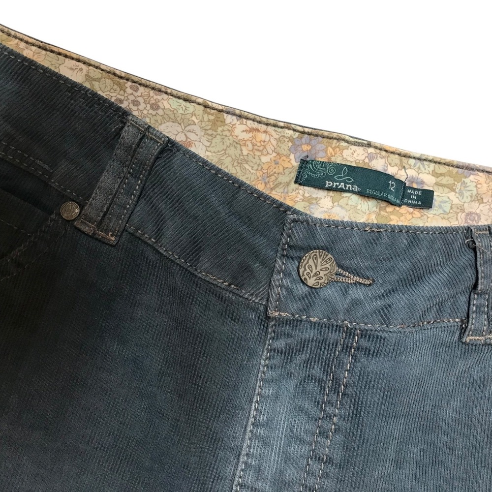 Prana Corduroy Pants Women Size 12 teal Regular Fit Straight Leg‎ Casual - Picture 7 of 14